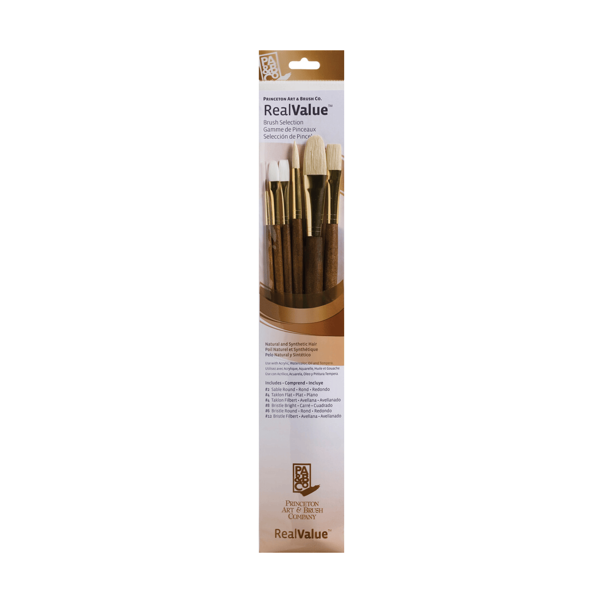 Princeton Artist Brush Co. Natural + Synthetic Brush Set Princeton - Real Value - Assorted Long Handle Brushes - Set #9148 - 6 Pack