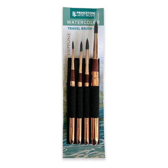 Princeton Artist Brush Co. Synthetic Brush Set Princeton - Neptune - Watercolour Travel Brush Set - 4 Pieces - Item #4750TRSET
