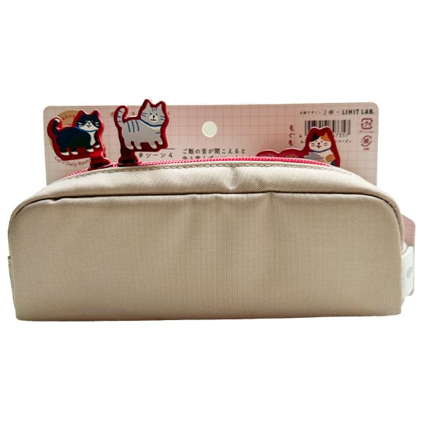 PuniLabo Pencil Case Biscuit Beige Lihit Lab - Cat's Daily Routine Pencil Pouches