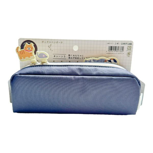 PuniLabo Pencil Case Charcoal Grey Lihit Lab - Cat's Daily Routine Pencil Pouches