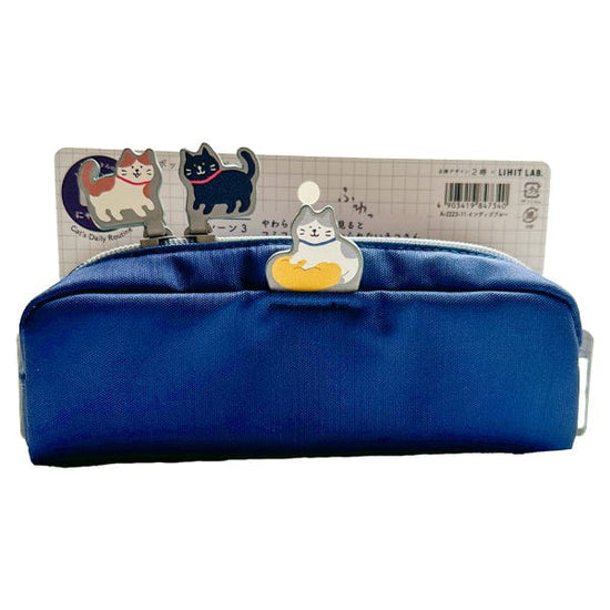 PuniLabo Pencil Case Indigo Blue Lihit Lab - Cat's Daily Routine Pencil Pouches