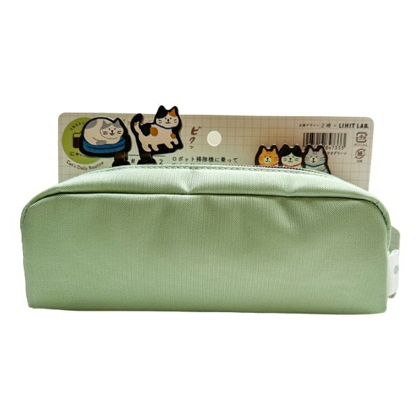 PuniLabo Pencil Case Pistachio Green Lihit Lab - Cat's Daily Routine Pencil Pouches