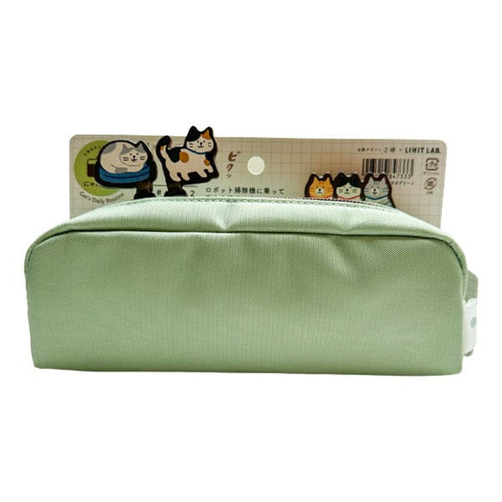 PuniLabo Pencil Case Pistachio Green Lihit Lab - Cat's Daily Routine Pencil Pouches