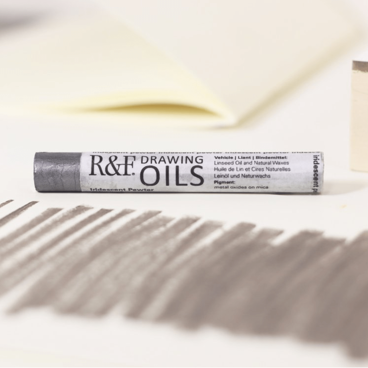 R&F Handmade Paints Pigment Stick Iridescent Pewter R&F - Drawing Oils - 12mL Sticks