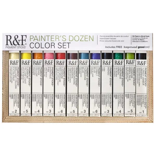 R&F Handmade Paints Pigment Stick Set R&F - Pigment Sticks - Painter's Dozen Set - 12 Colours