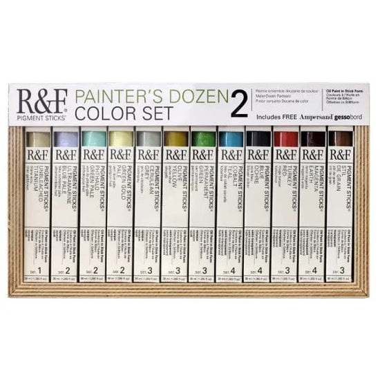 R&F Handmade Paints Pigment Stick Set R&F - Pigment Sticks - Painter's Dozen Set 2 - 12 Colours