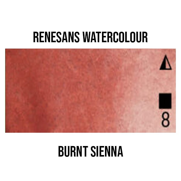 Renesans Watercolour Pan Burnt Sienna - 46 Renesans - Extra-Fine Artists' Watercolours - Half Pans - Series 1