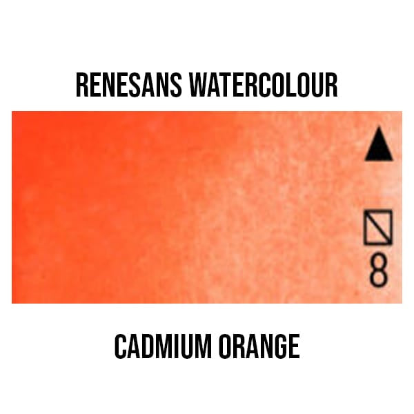 Renesans Watercolour Pan Cadmium Orange - 9 Renesans - Extra-Fine Artists' Watercolours - Half Pans - Series 3