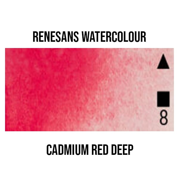 Renesans Watercolour Pan Cadmium Red Deep - 13 Renesans - Extra-Fine Artists' Watercolours - Half Pans - Series 3