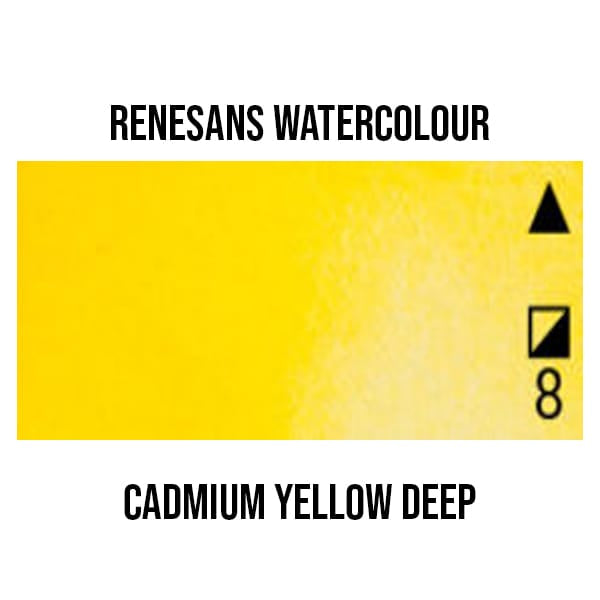 Renesans Watercolour Pan Cadmium Yellow Deep - 7 Renesans - Extra-Fine Artists' Watercolours - Half Pans - Series 3