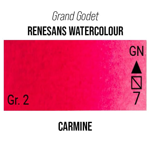 Renesans Watercolour Pan Carmine - 12 Renesans - Grand Godet - Extra-Fine Artists' Watercolours - 7mL Pans - Series 3