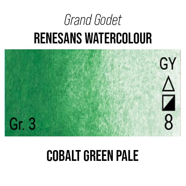 Renesans Watercolour Pan Cobalt Green Pale - 27 Renesans - Grand Godet - Extra-Fine Artists' Watercolours - 7mL Pans - Series 3