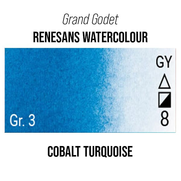 Renesans Watercolour Pan Cobalt Turquoise - 23 Renesans - Grand Godet - Extra-Fine Artists' Watercolours - 7mL Pans - Series 3