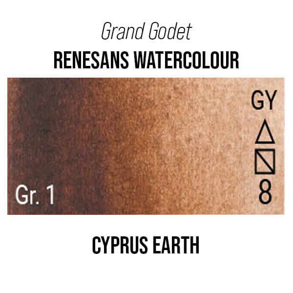 Renesans Watercolour Pan Cyprus Earth - 40 Renesans - Grand Godet - Extra-Fine Artists' Watercolour - 7mL Pans - Series 1