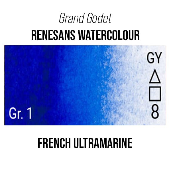 Renesans Watercolour Pan French Ultramarine - 19 Renesans - Grand Godet - Extra-Fine Artists' Watercolour - 7mL Pans - Series 1