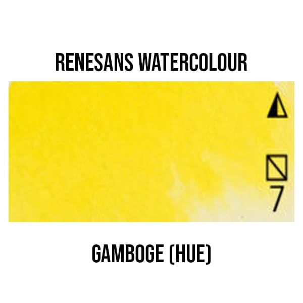Renesans Watercolour Pan Gamboge (hue) - 6 Renesans - Extra-Fine Artists' Watercolours - Half Pans - Series 2