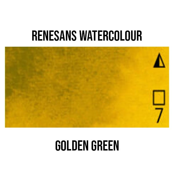 Renesans Watercolour Pan Golden Green - 34 Renesans - Extra-Fine Artists' Watercolours - Half Pans - Series 1