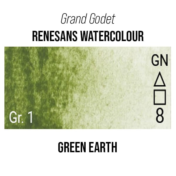Renesans Watercolour Pan Green Earth - 33 Renesans - Grand Godet - Extra-Fine Artists' Watercolour - 7mL Pans - Series 1