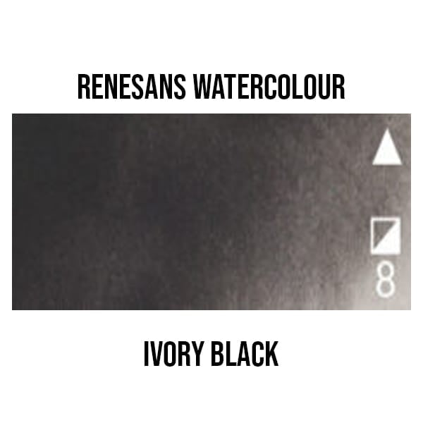 Renesans Watercolour Pan Ivory Black - 53 Renesans - Extra-Fine Artists' Watercolours - Half Pans - Series 2