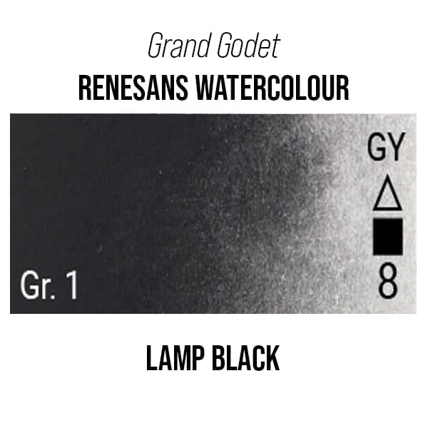 Renesans Watercolour Pan Lamp Black - 50 Renesans - Grand Godet - Extra-Fine Artists' Watercolour - 7mL Pans - Series 1