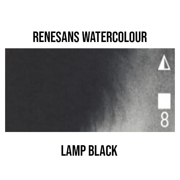 Renesans Watercolour Pan Lamp Black - 54 Renesans - Extra-Fine Artists' Watercolours - Half Pans - Series 1