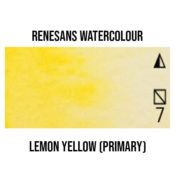 Renesans Watercolour Pan Lemon Yellow (Primary) - 4 Renesans - Extra-Fine Artists' Watercolours - Half Pans - Series 2