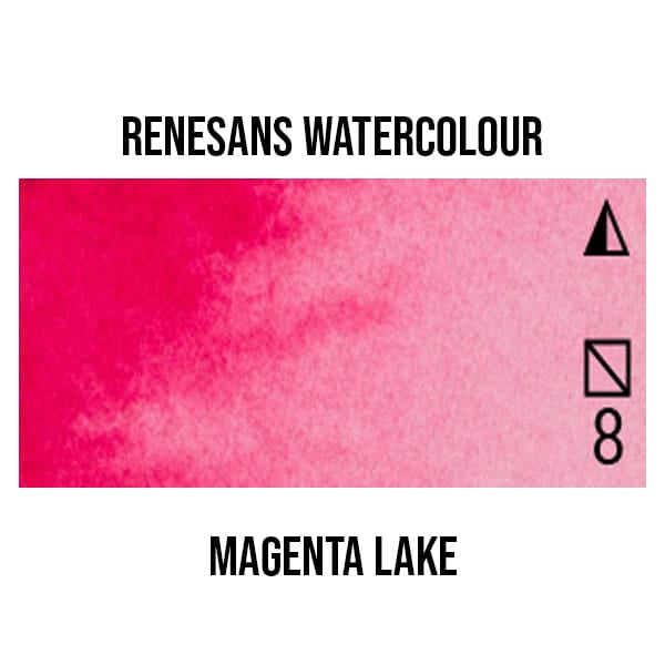 Renesans Watercolour Pan Magenta Lake - 15 Renesans - Extra-Fine Artists' Watercolours - Half Pans - Series 3