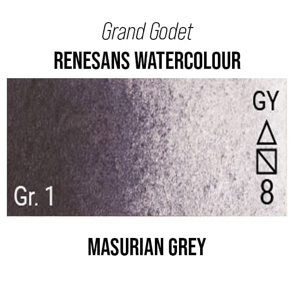 Renesans Watercolour Pan Masurian Grey - 47 Renesans - Grand Godet - Extra-Fine Artists' Watercolour - 7mL Pans - Series 1