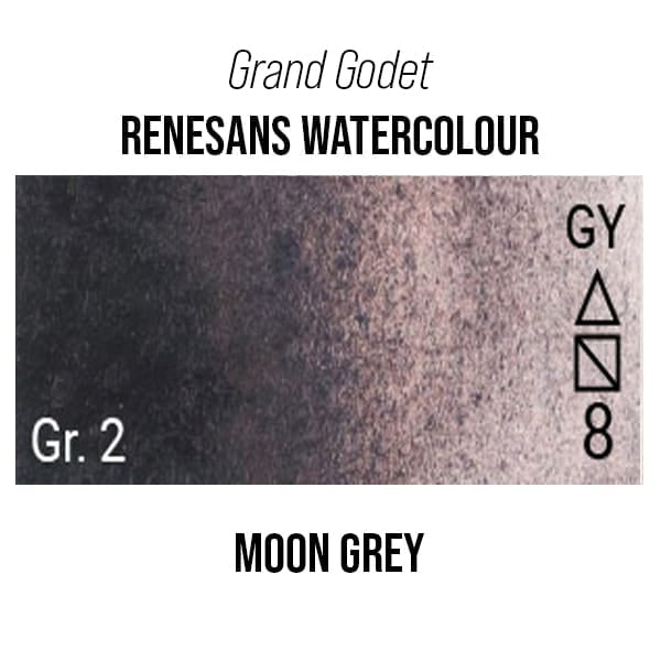 Renesans Watercolour Pan Moon Grey - 48 Renesans - Grand Godet - Extra-Fine Artists' Watercolour - 7mL Pans - Series 2