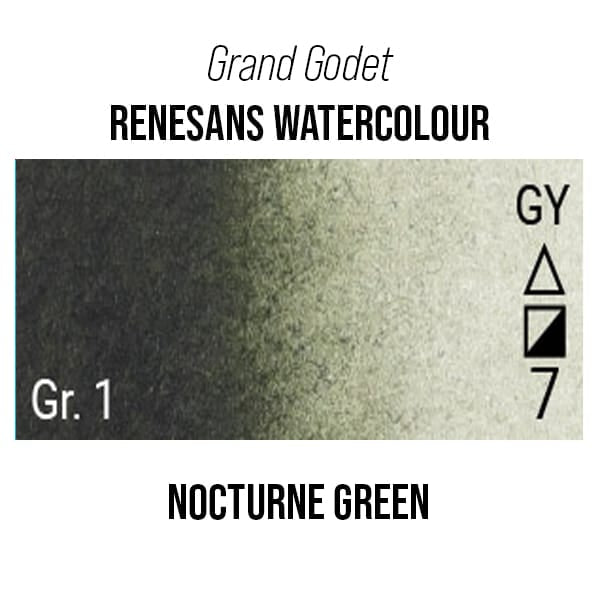 Renesans Watercolour Pan Nocturne Green - 32 Renesans - Grand Godet - Extra-Fine Artists' Watercolour - 7mL Pans - Series 1