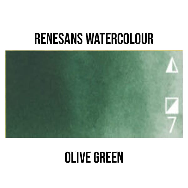 Renesans Watercolour Pan Olive Green - 36 Renesans - Extra-Fine Artists' Watercolours - Half Pans - Series 1