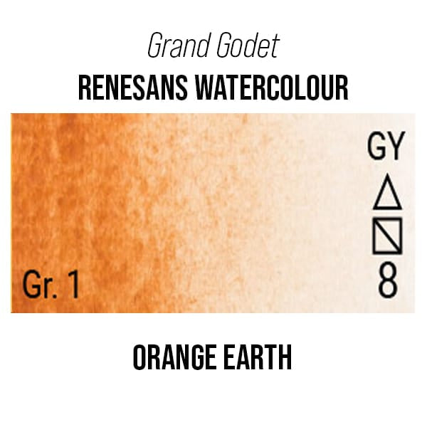 Renesans Watercolour Pan Orange Earth - 36 Renesans - Grand Godet - Extra-Fine Artists' Watercolour - 7mL Pans - Series 1
