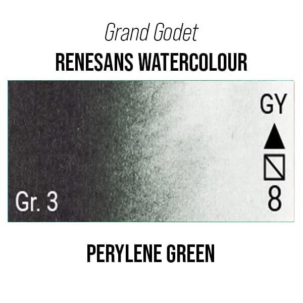 Renesans Watercolour Pan Perylene Green - 30 Renesans - Grand Godet - Extra-Fine Artists' Watercolours - 7mL Pans - Series 3