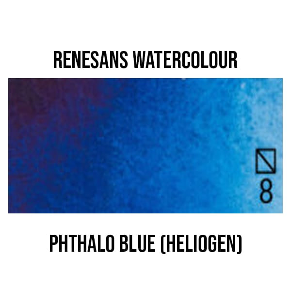 Renesans Watercolour Pan Phthalo Blue (Heliogen) - 22 Renesans - Extra-Fine Artists' Watercolours - Half Pans - Series 1
