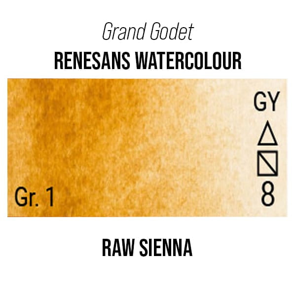 Renesans Watercolour Pan Raw Sienna - 37 Renesans - Grand Godet - Extra-Fine Artists' Watercolour - 7mL Pans - Series 1