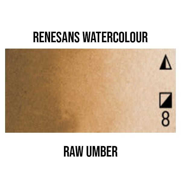 Renesans Watercolour Pan Raw Umber - 47 Renesans - Extra-Fine Artists' Watercolours - Half Pans - Series 1