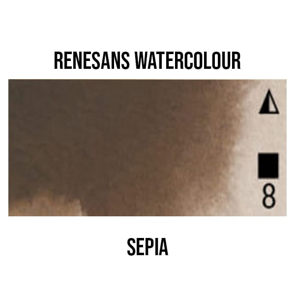 Renesans Watercolour Pan Sepia - 48 Renesans - Extra-Fine Artists' Watercolours - Half Pans - Series 1