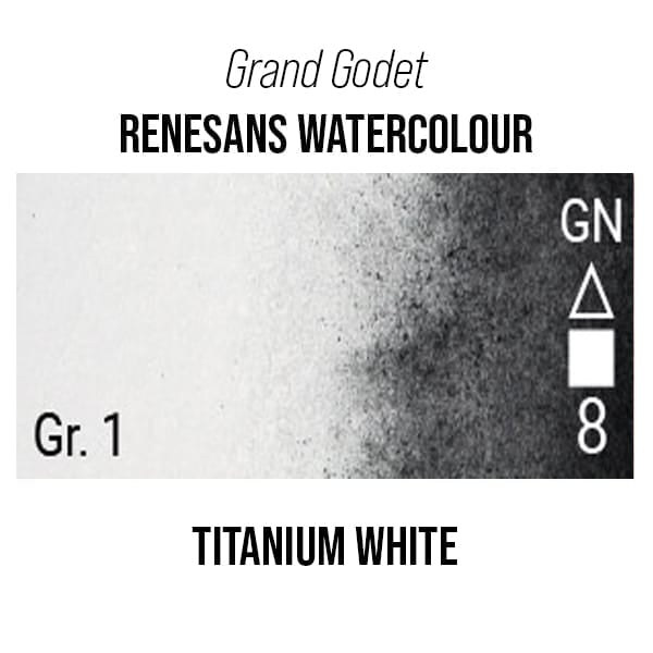 Renesans Watercolour Pan Titanium White - 1 Renesans - Grand Godet - Extra-Fine Artists' Watercolour - 7mL Pans - Series 1