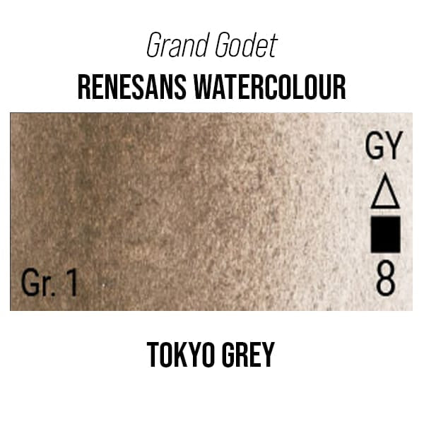 Renesans Watercolour Pan Tokyo Grey - 49 Renesans - Grand Godet - Extra-Fine Artists' Watercolour - 7mL Pans - Series 1