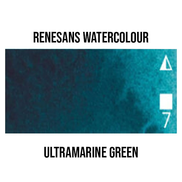 Renesans Watercolour Pan Ultramarine Green - 28 Renesans - Extra-Fine Artists' Watercolours - Half Pans - Series 1