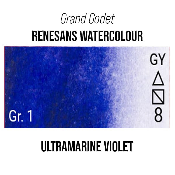 Renesans Watercolour Pan Ultramarine Violet (hue) - 17 Renesans - Grand Godet - Extra-Fine Artists' Watercolour - 7mL Pans - Series 1