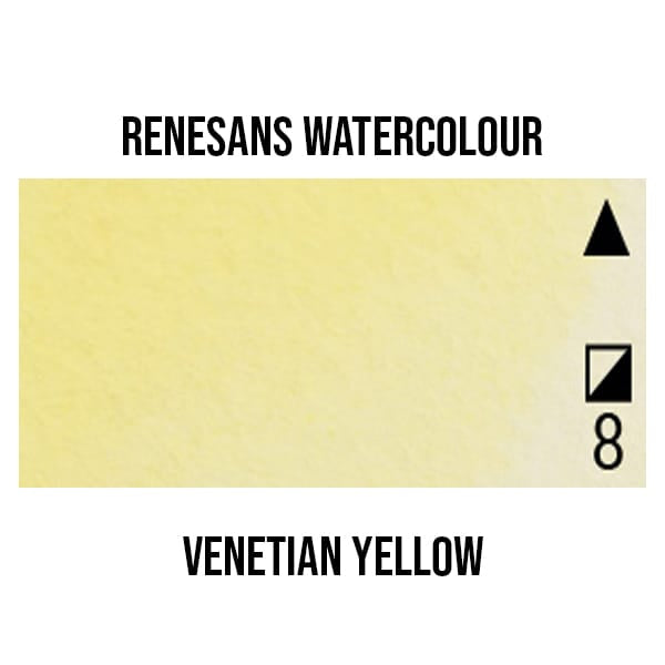 Renesans Watercolour Pan Venetian Yellow - 40 Renesans - Extra-Fine Artists' Watercolours - Half Pans - Series 2