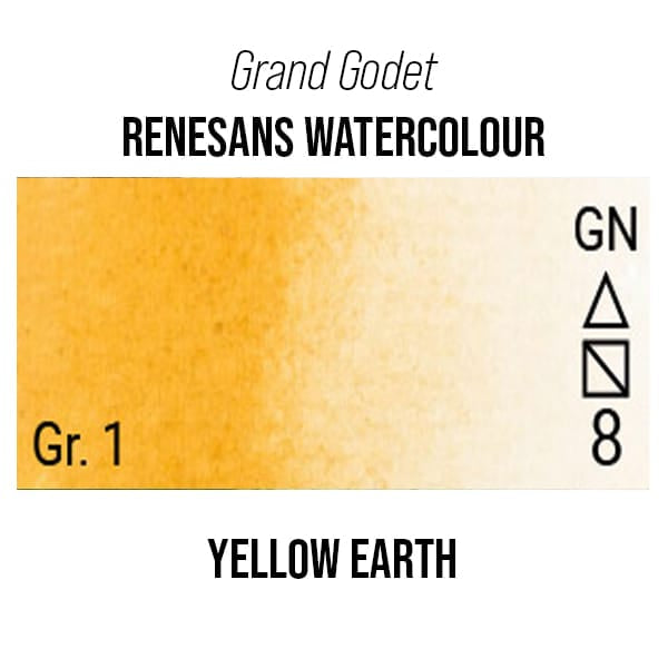 Renesans Watercolour Pan Yellow Earth - 35 Renesans - Grand Godet - Extra-Fine Artists' Watercolour - 7mL Pans - Series 1