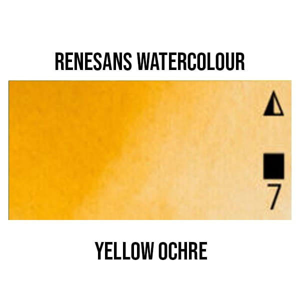 Renesans Watercolour Pan Yellow Ochre - 41 Renesans - Extra-Fine Artists' Watercolours - Half Pans - Series 2