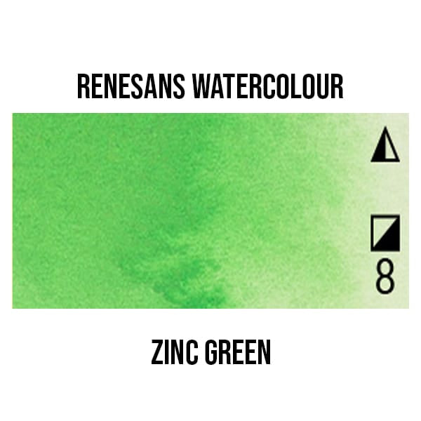 Renesans Watercolour Pan Zinc Green - 30 Renesans - Extra-Fine Artists' Watercolours - Half Pans - Series 1