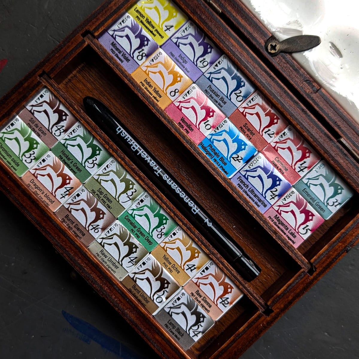 Renesans Watercolour Set Renesans - Extra-Fine Artists' Watercolours - Wooden Box - Set of 24 Half Pans