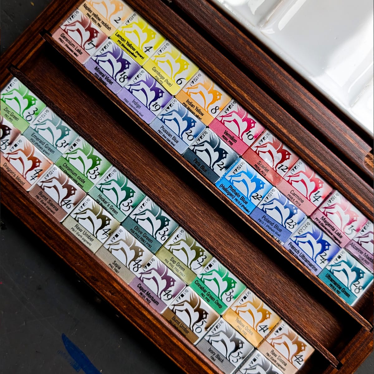 Renesans Watercolour Set Renesans - Extra-Fine Artists' Watercolours - Wooden Box - Set of 36 Half Pans
