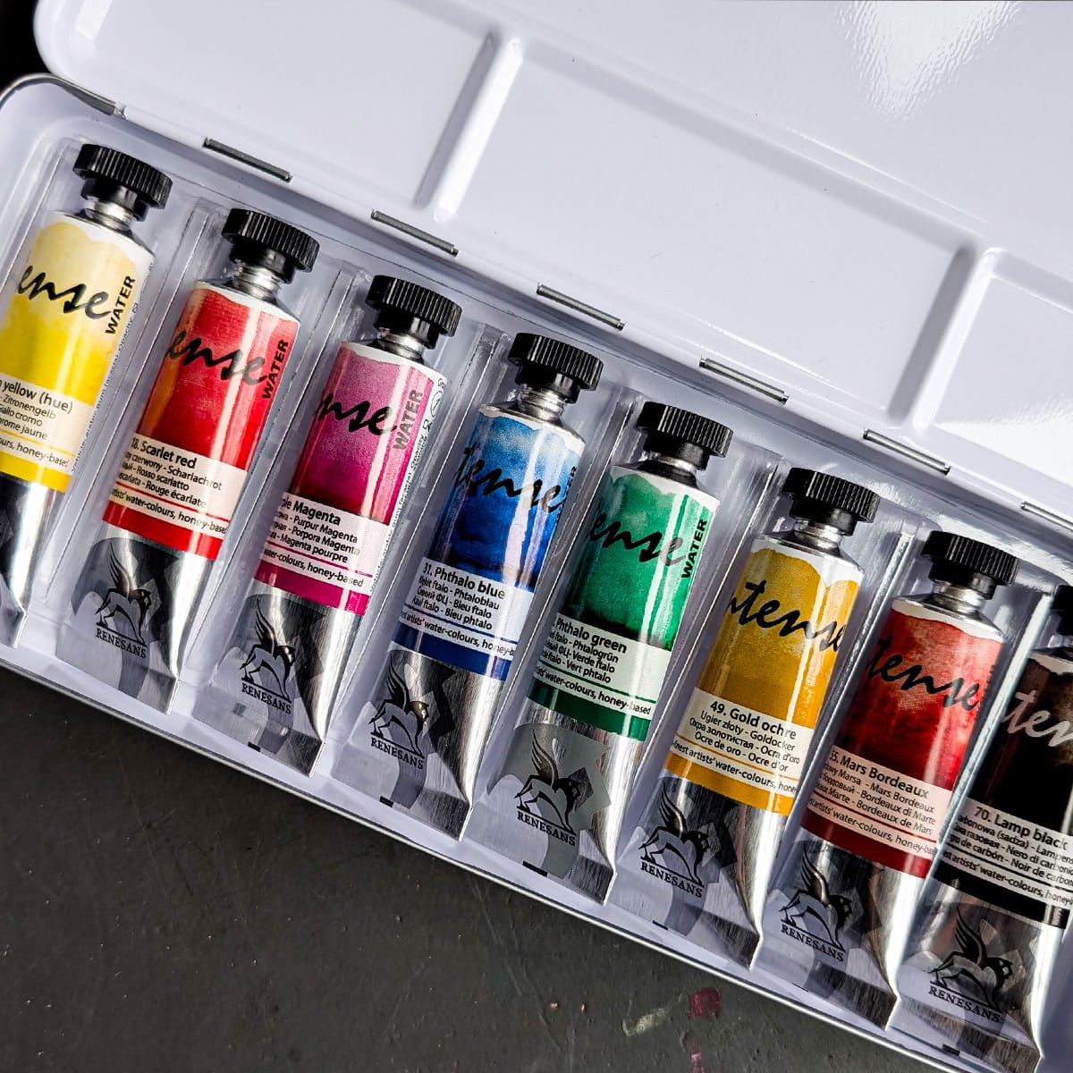 Renesans Watercolour Set Renesans - Intense Water - Extra-Fine Artists' Watercolours - Travel Set - 8 Colours in 15mL Tubes