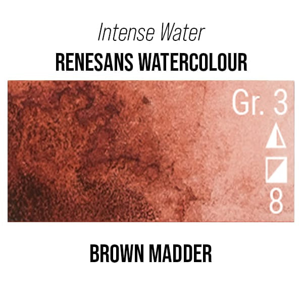 Renesans Watercolour Tube Brown Madder - 58 Renesans - Intense Water - Extra-Fine Artists' Watercolours - 15mL Tubes - Series 3