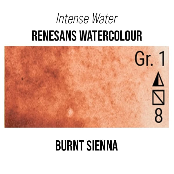 Renesans Watercolour Tube Burnt Sienna - 53 Renesans - Intense Water - Extra-Fine Artists' Watercolours - 15mL Tubes - Series 1